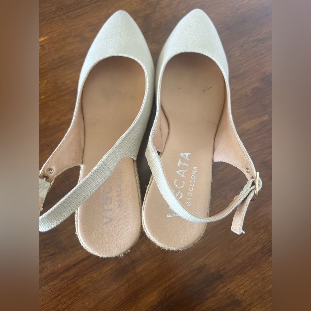 Viscata Barcelona Palomera Canvas Espadrille Wedge Slingbacks Beige EU 39 - Picture 13 of 15